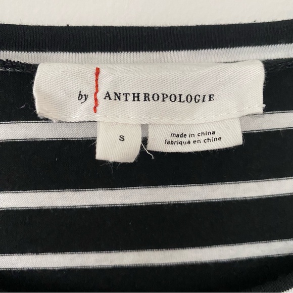 Anthropologie Adele Bell Sleeved Tee Black & White Stripes Small - Picture 8 of 11
